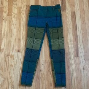 New York & Company Green and Blue Trousers with Color-Block Design
